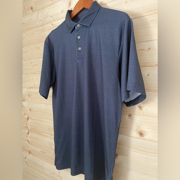 Men's Small GRAND SLAM 360 Motion Flow Dark Gray & Blue Pattern Performance Polo - Picture 2 of 7